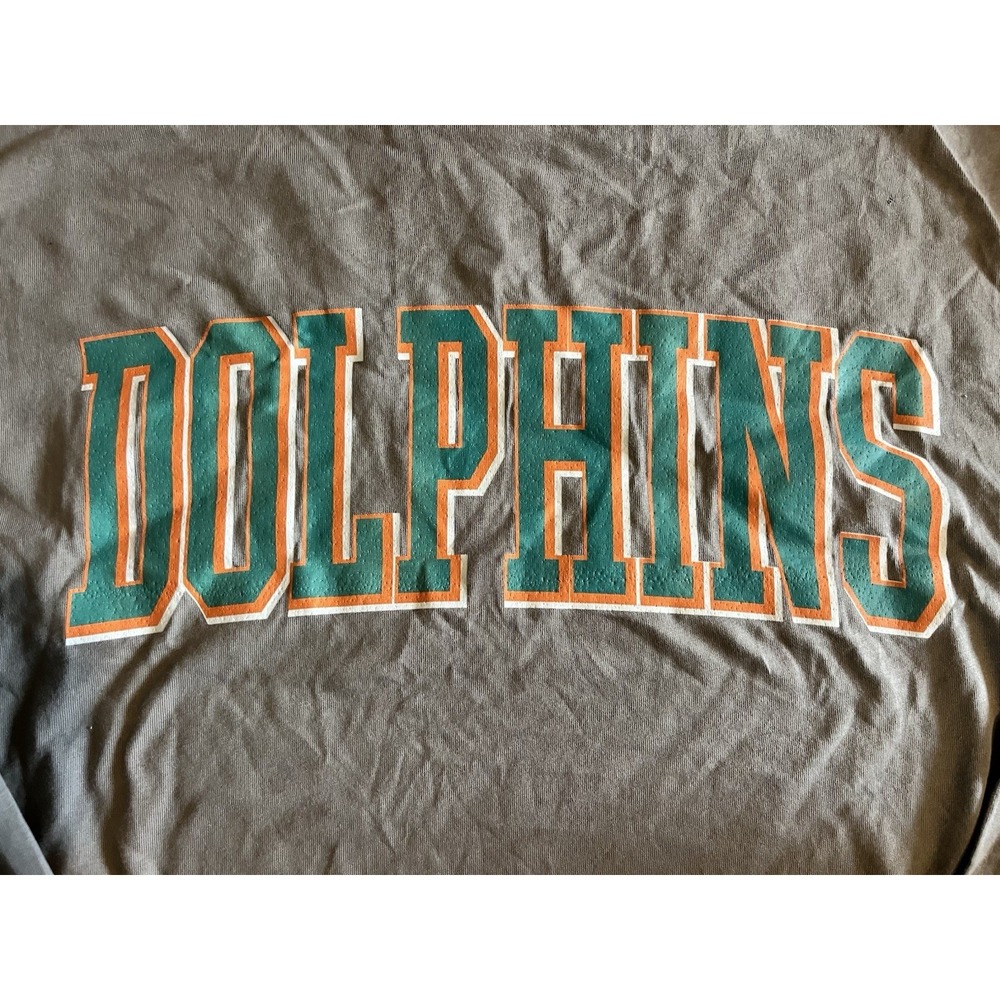 Gameday Couture Miami Dolphins Sequin Sleeve Long Sleeve T-Shirt Gray Womens L
